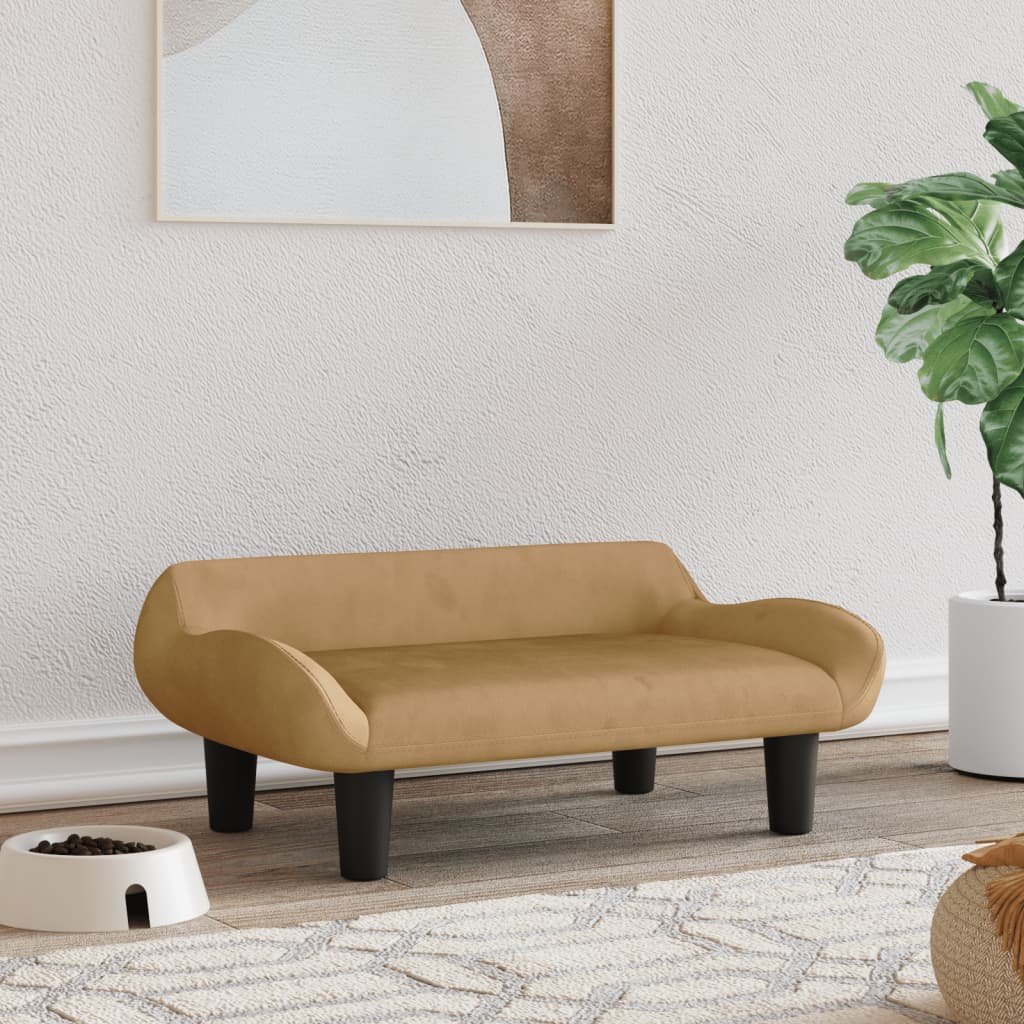 Cama Para Perros De Terciopelo Marrón 70x40x24 Cm / Vetonek_3