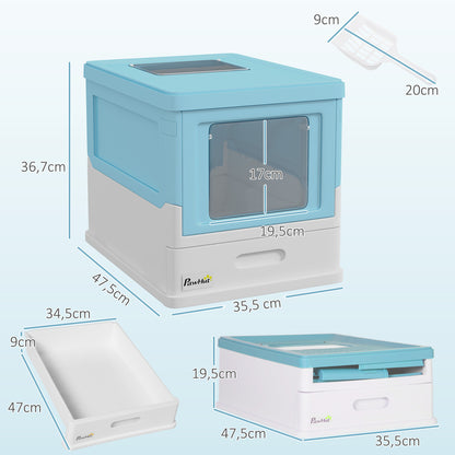 Pawhut Caja Arena Plegable Para Gatos Con Cubierta Desmontable 47,5x35,5x36,7 Cm_2
