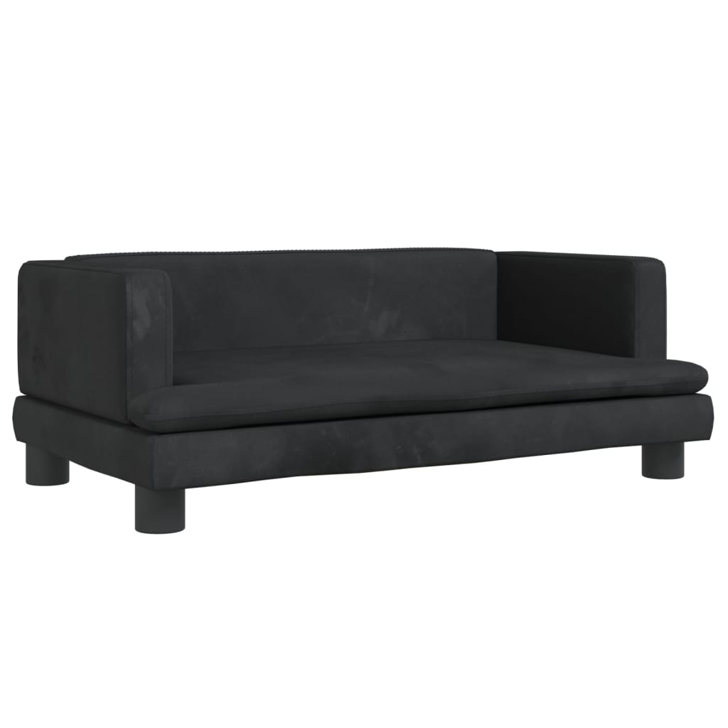 Cama Para Perros De Terciopelo Negro 80x45x30 Cm / Vetonek_1