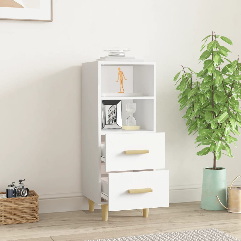 Aparador De Madera Contrachapada Blanco 34,5x34x90 Cm / Vetonek_5