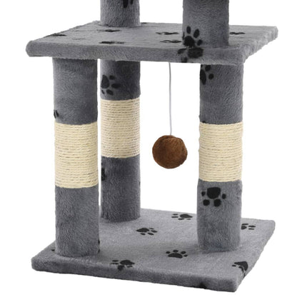 Vidaxl Rascador Para Gatos Poste De Sisal 65 Cm Huellas Gris_4