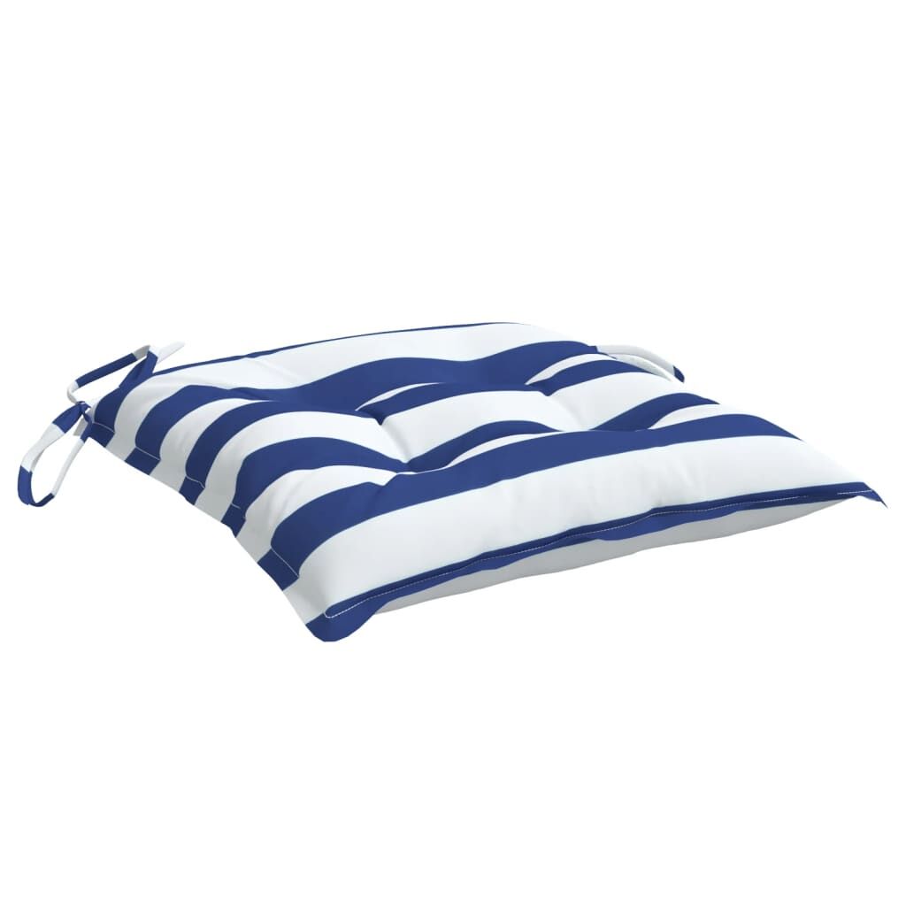 Vidaxl Cojines De Silla 4 Uds Tela A Rayas Azul Y Blanco 40x40x7 Cm_3
