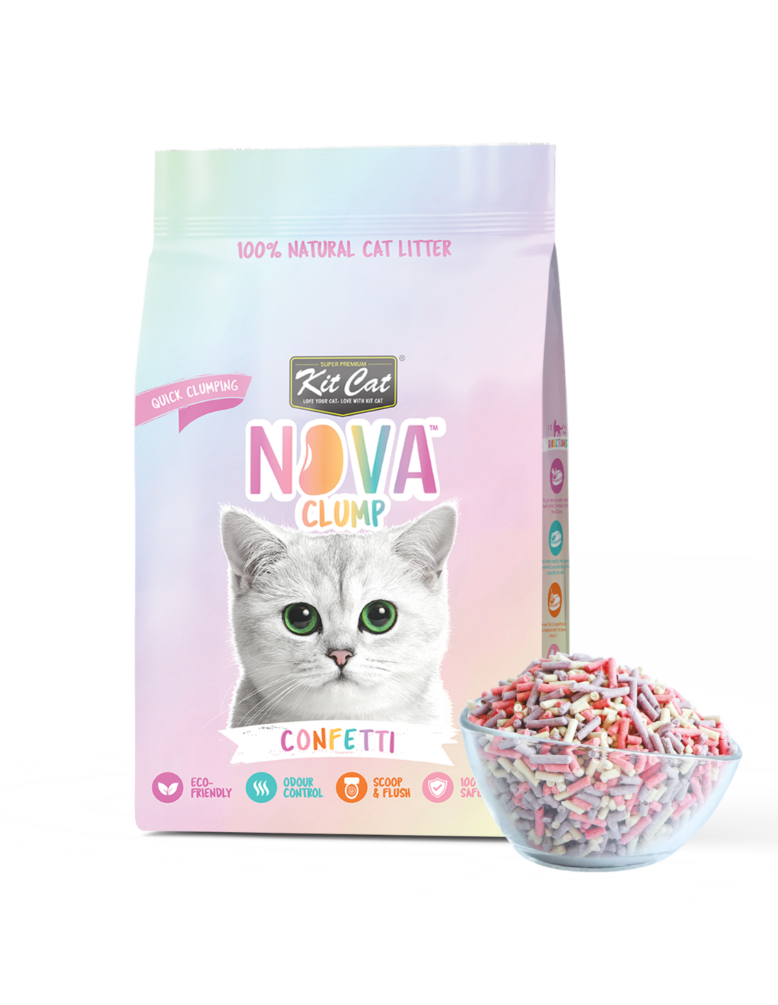 Kit Cat Arena Eco SoyaClump - Confetti 7 L Arena para gatos