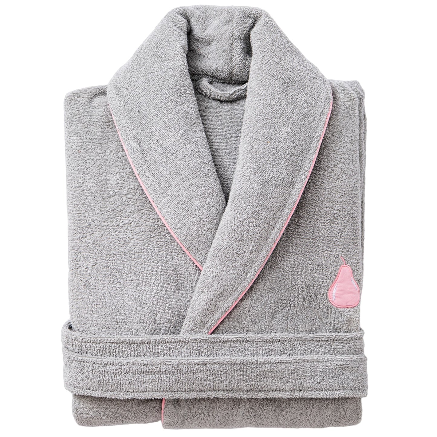 Albornoz M/l 380gsm 100%algodon Gris Con Pera Rosa Benetton Fruits Be_0