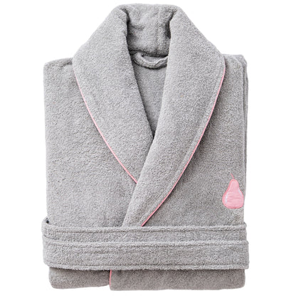 Albornoz M/l 380gsm 100%algodon Gris Con Pera Rosa Benetton Fruits Be_0