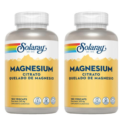 Pack 2x Big Magnesium Citrate Solaray 180 Cápsulas