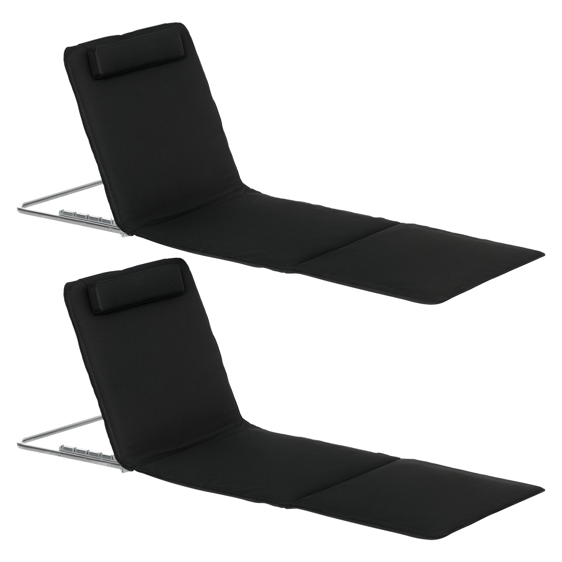 Outsunny Conjunto De 2 Esterillas De Playa Plegable 134x48x33-43 Cm Negro_0