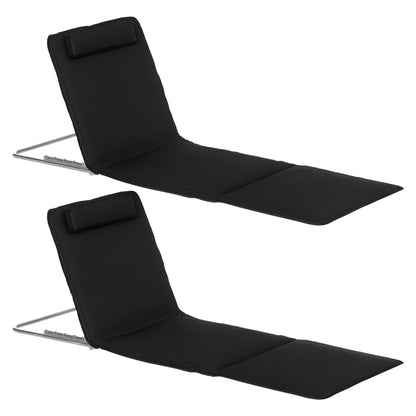 Outsunny Conjunto De 2 Esterillas De Playa Plegable 134x48x33-43 Cm Negro_0