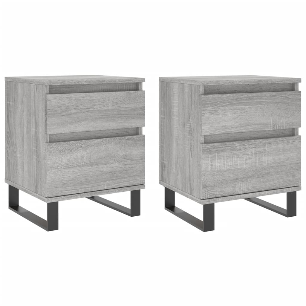 Mesita De Noche 2 Uds Madera Ingeniería Gris Sonoma 40x35x50 Cm_0