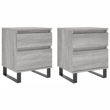 Mesita De Noche 2 Uds Madera Ingeniería Gris Sonoma 40x35x50 Cm_0