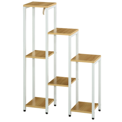Outsunny Soporte Para Plantas Con 7 Estantes Marco De Acero 65x23x94,5cm Natural_0