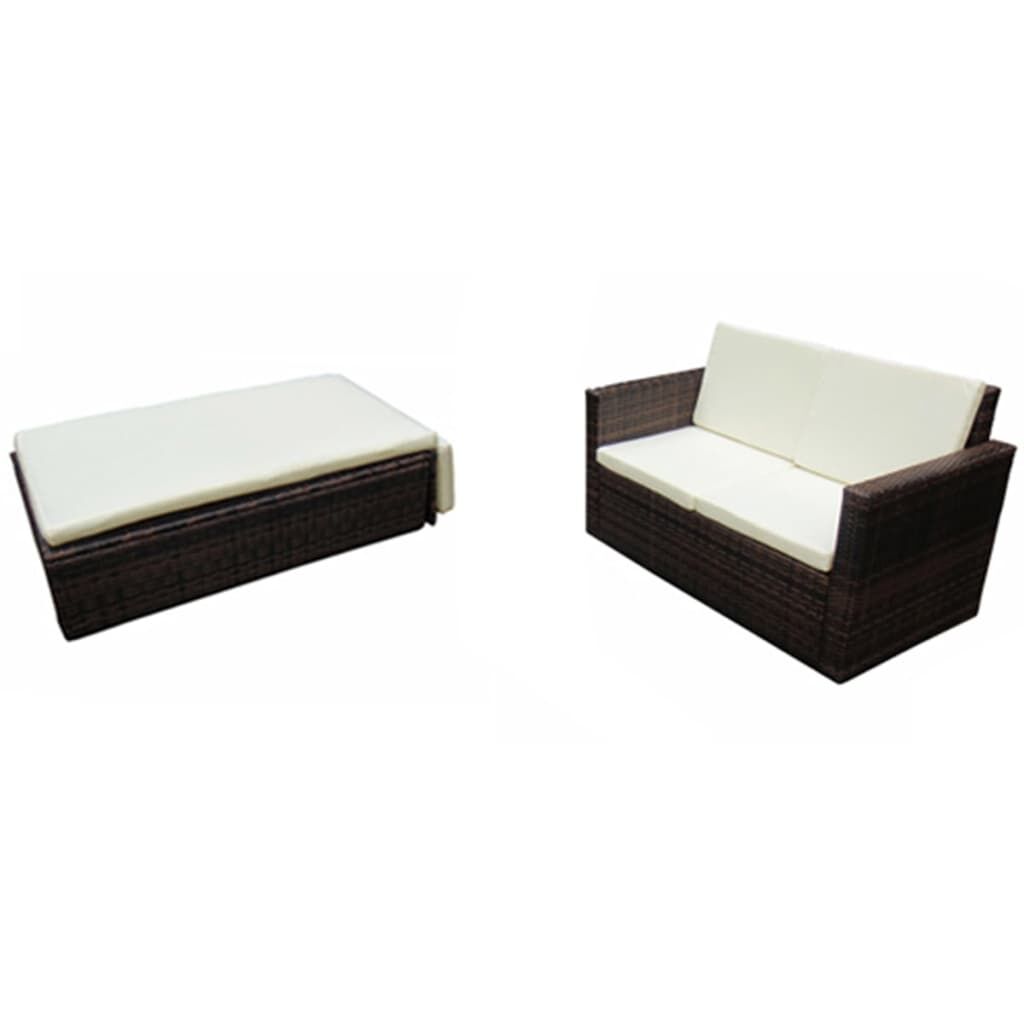 Vidaxl Set Muebles De Jardín 2 Piezas Y Cojines Ratán Sintético Marrón_1