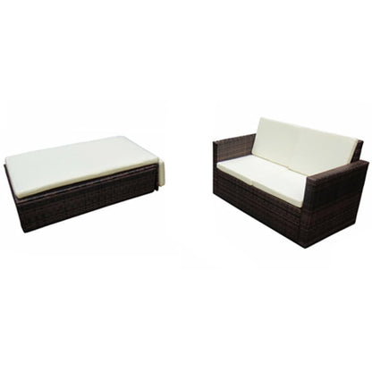 Vidaxl Set Muebles De Jardín 2 Piezas Y Cojines Ratán Sintético Marrón_1