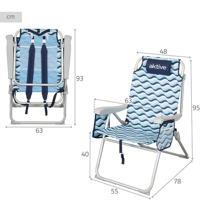 Aktive Pack 2 Sillas De Playa Xl Plegables De Aluminio 5 Posiciones Con Asas Mochila Aruba_3