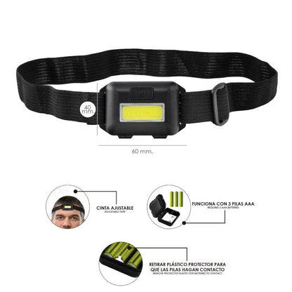 Linterna Led Frontal Cabeza Ajustable 120 Lumenes, 3 Modos, Cinta Ajustable, 3 Baterias Aaa Incluidas_1