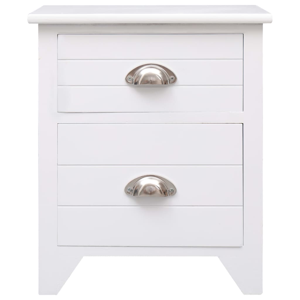 Mesita De Noche Madera De Paulownia Blanco 38x28x45 Cm_0