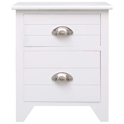 Mesita De Noche Madera De Paulownia Blanco 38x28x45 Cm_0