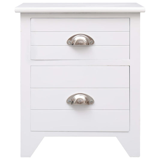 Mesita De Noche Madera De Paulownia Blanco 38x28x45 Cm_0