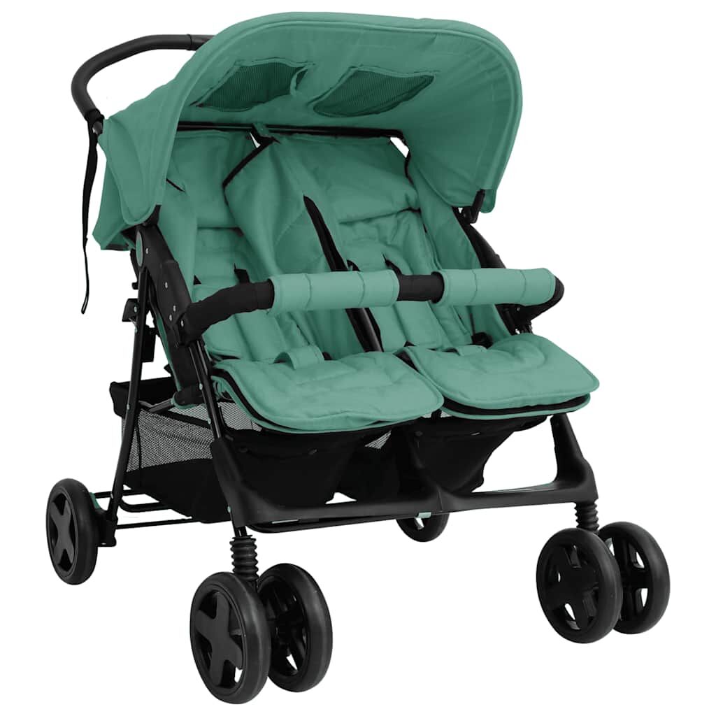 Vidaxl Carrito Para Gemelos De Acero Verde_0
