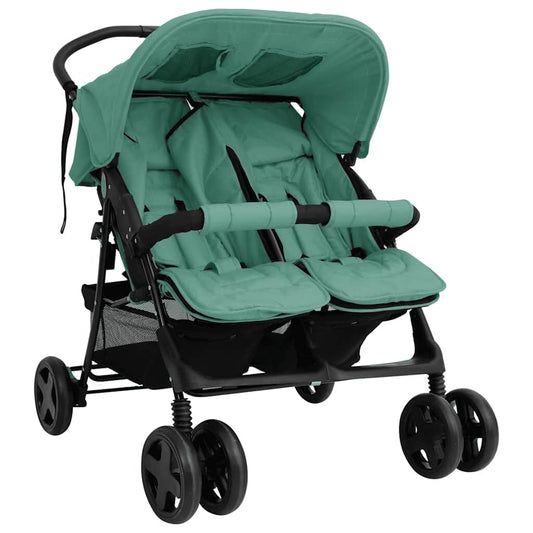 Vidaxl Carrito Para Gemelos De Acero Verde_0