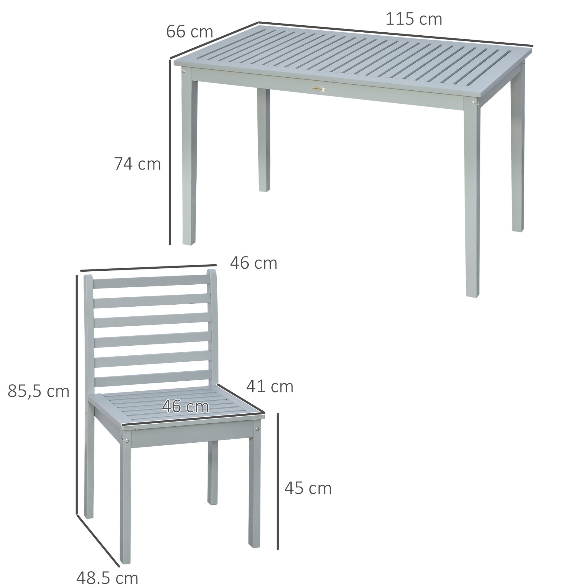 Outsunny Conjunto De Muebles De Jardín De 5 Piezas Con Mesa Y 4 Sillas Gris_2