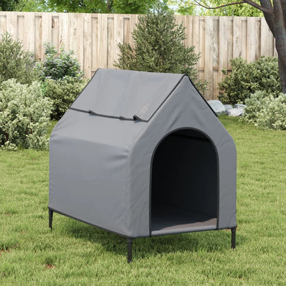 Casa Para Perros Tela Oxford Y Acero Gris Claro_2