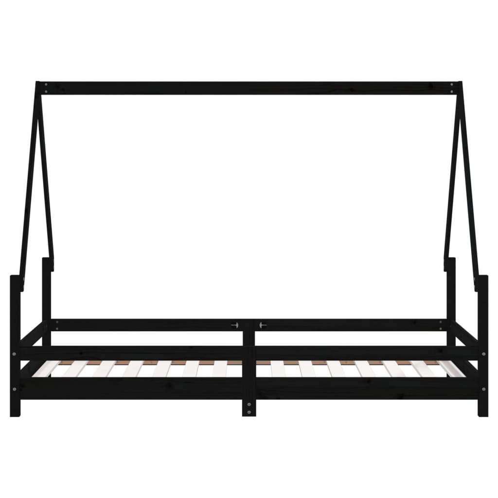 Estructura De Cama Para Niños Madera De Pino Negro 90x190 Cm / Vetonek_3