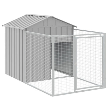 Vidaxl Caseta Perros Tejado Acero Galvanizado Gris Claro 117x609x123cm_5