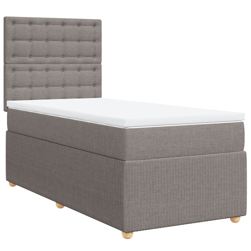 Cama Box Spring Con Colchón Tela Gris Taupe 90x200 Cm / Vetonek_4