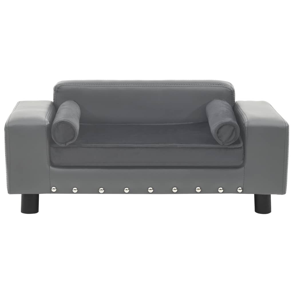 Vidaxl Sofá Para Perros Felpa Y Cuero Sintético Gris 81x43x31 Cm_1