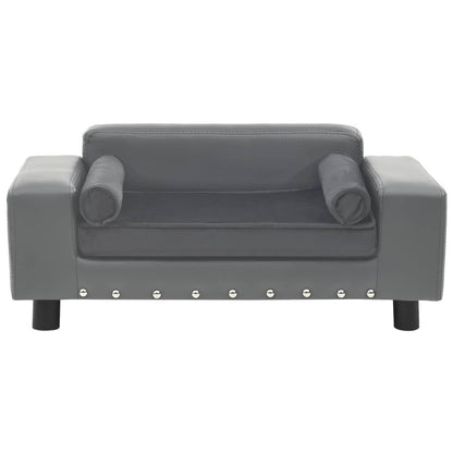 Vidaxl Sofá Para Perros Felpa Y Cuero Sintético Gris 81x43x31 Cm_1