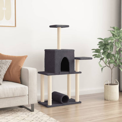 Rascador Para Gatos Con Postes De Sisal Gris Oscuro 122 Cm_2