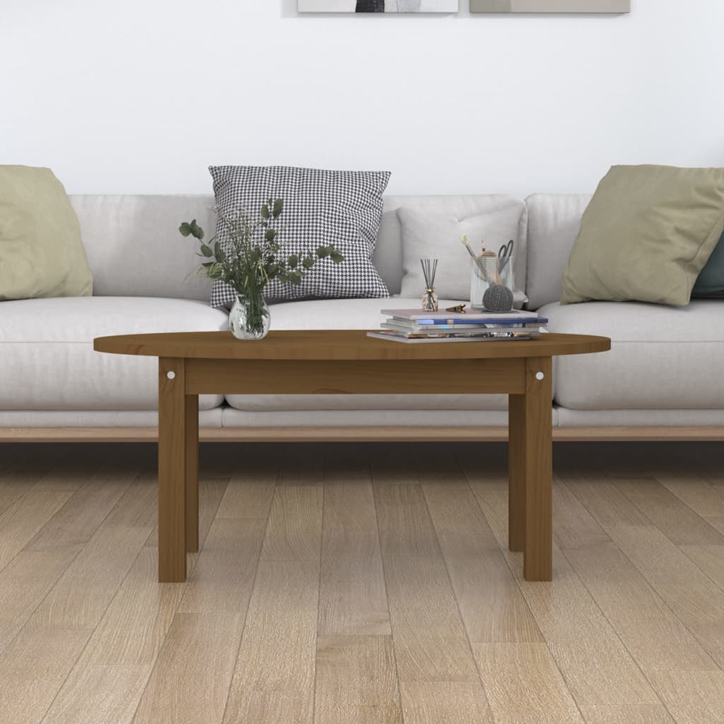 Mesa De Centro Madera Maciza De Pino Marrón Miel 80x40x35 Cm_1