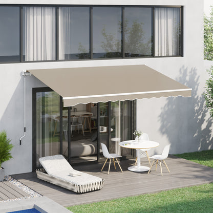Outsunny Toldo Manual Plegable De Aluminio Con Manivela 395x245 Cm Beige_1