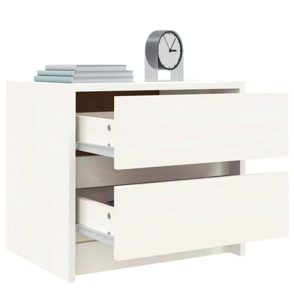 Mesitas De Noche 2 Uds Madera Maciza Pino Blanco 40x31x35,5 Cm_2
