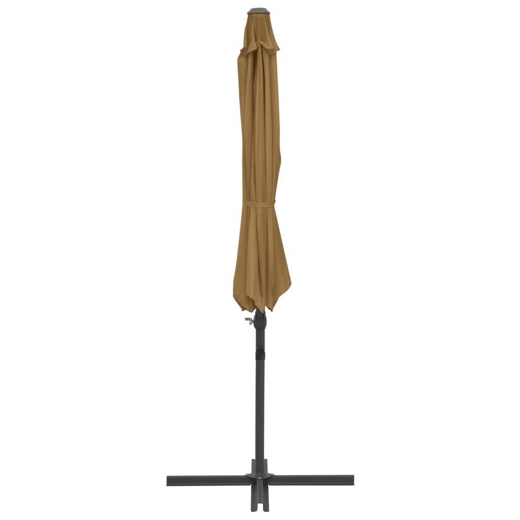 Vidaxl Sombrilla De Jardín Voladiza Con Palo De Acero Taupe 300 Cm_3
