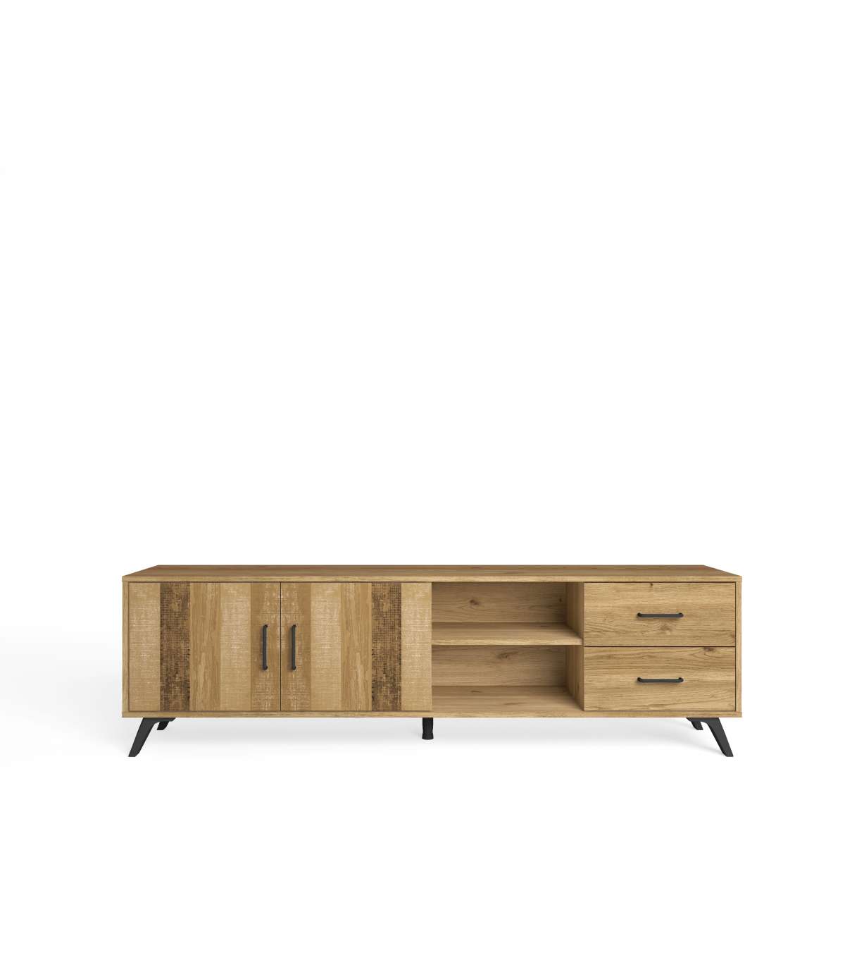 Mueble Televisión Nora 2 Puertas 2 Cajones Acabado Natural, 180.5cm(ancho) 53.1cm(alto) 4_2