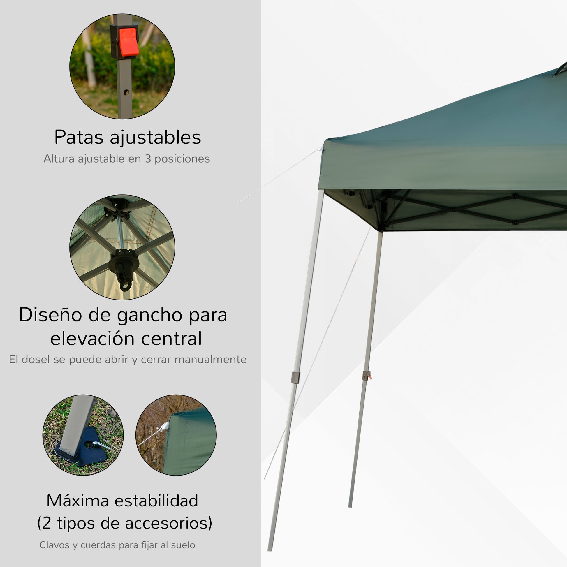 Outsunny Cenador Plegable 3x3m Jardín Con Bolsa De Transporte Con Ruedas Camping_4