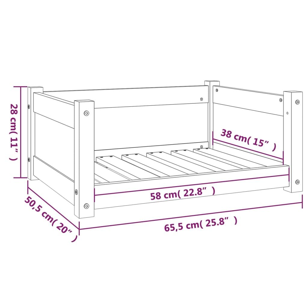 Vidaxl Cama Para Perros Madera Maciza De Pino Negro 65,5x50,5x28 Cm_2