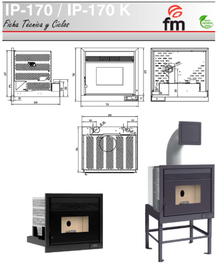 BRICOSOL Insertable de pellets FM Modelo aire IP-170 Interior en Vermiculita_4