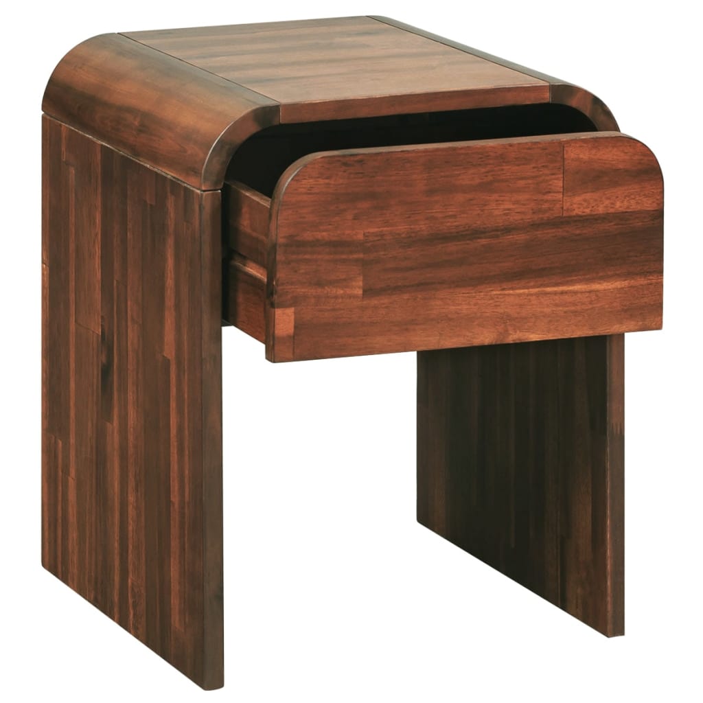 Mesita De Noche De Madera Maciza Acacia 41,5x42x52 Cm_2