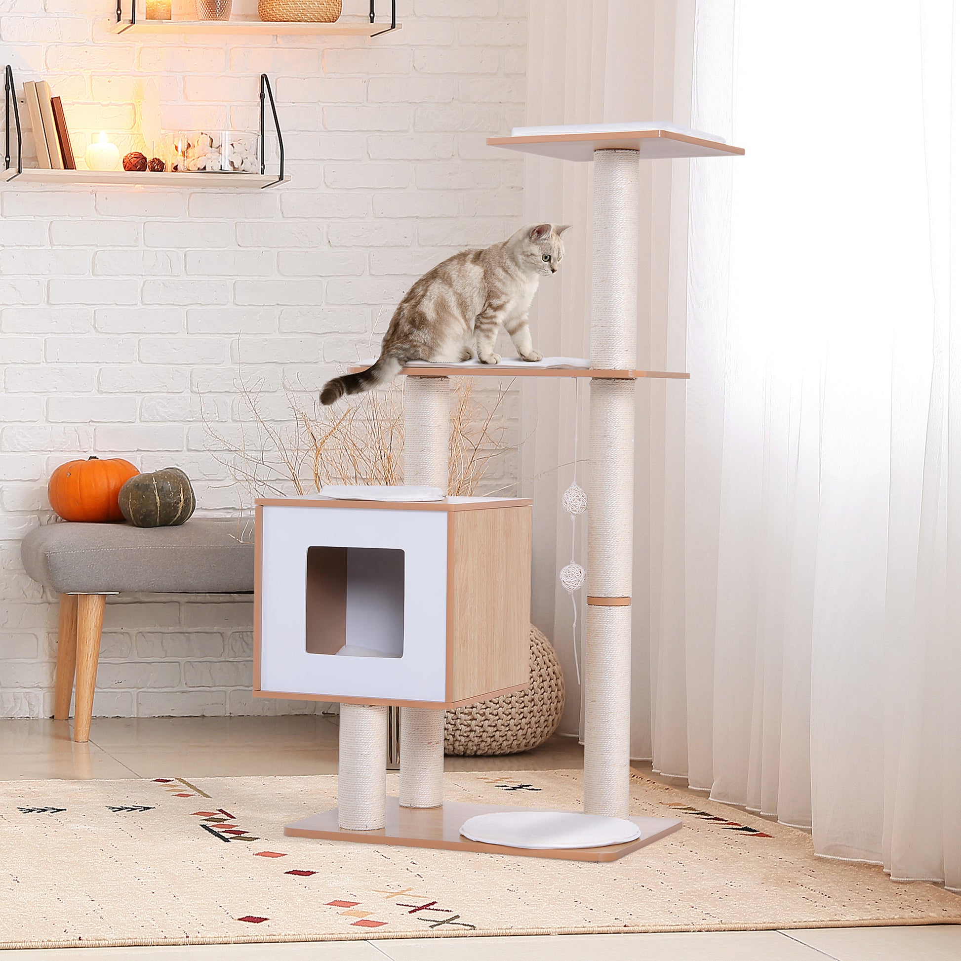 Pawhut Árbol Rascador Para Gatos De Madera 71_1