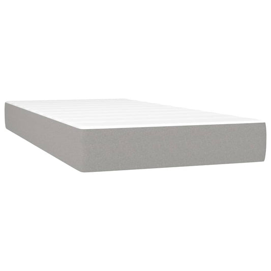 Cama Box Spring Colchón Y Luces Led Tela Gris Claro 100x200 Cm / Vetonek_0
