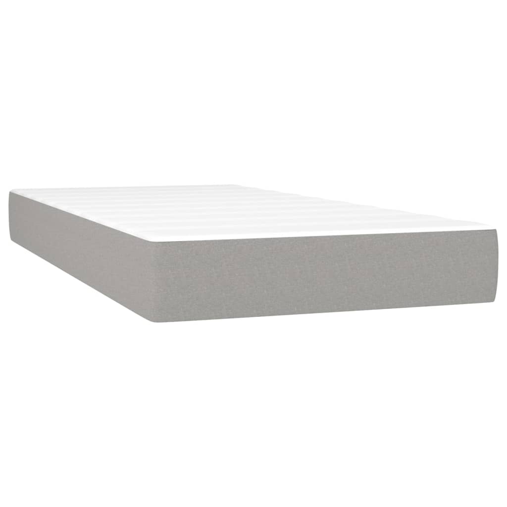 Cama Box Spring Colchón Y Luces Led Tela Gris Claro 90x200 Cm / Vetonek_4