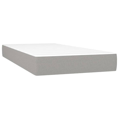 Cama Box Spring Con Colchón Tela Y Led Gris Claro 80x200 Cm / Vetonek_3