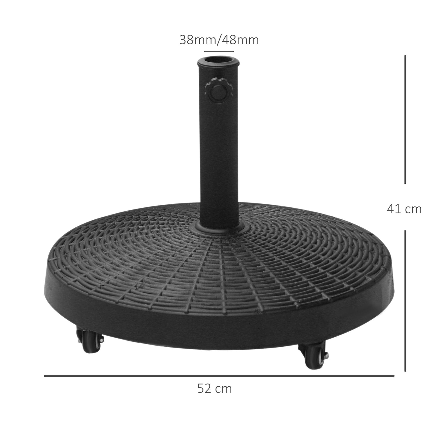 Outsunny Base Para Sombrilla Redonda Ø52 Cm Con Ruedas Negro_2