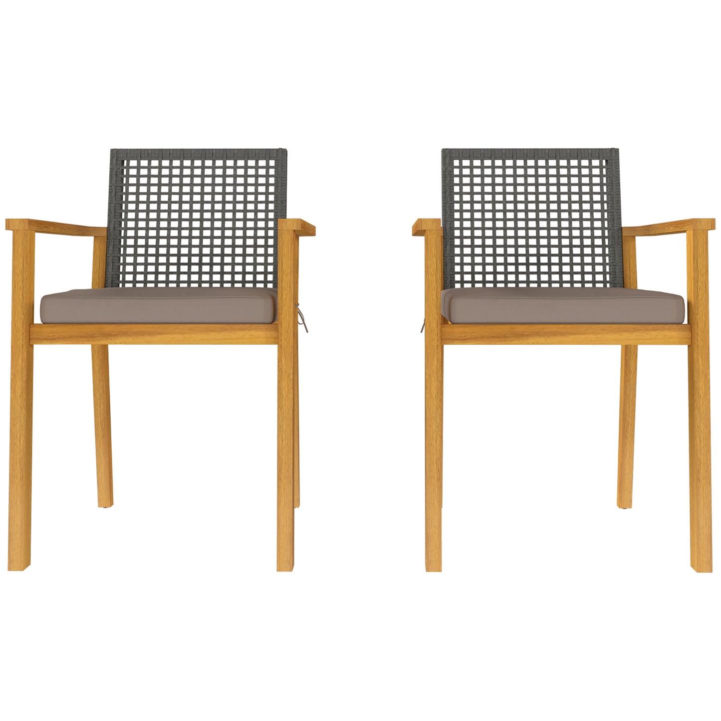 Outsunny Juego De 2 Sillas De Jardín Exterior De Madera Con Cojines Desmontables_4