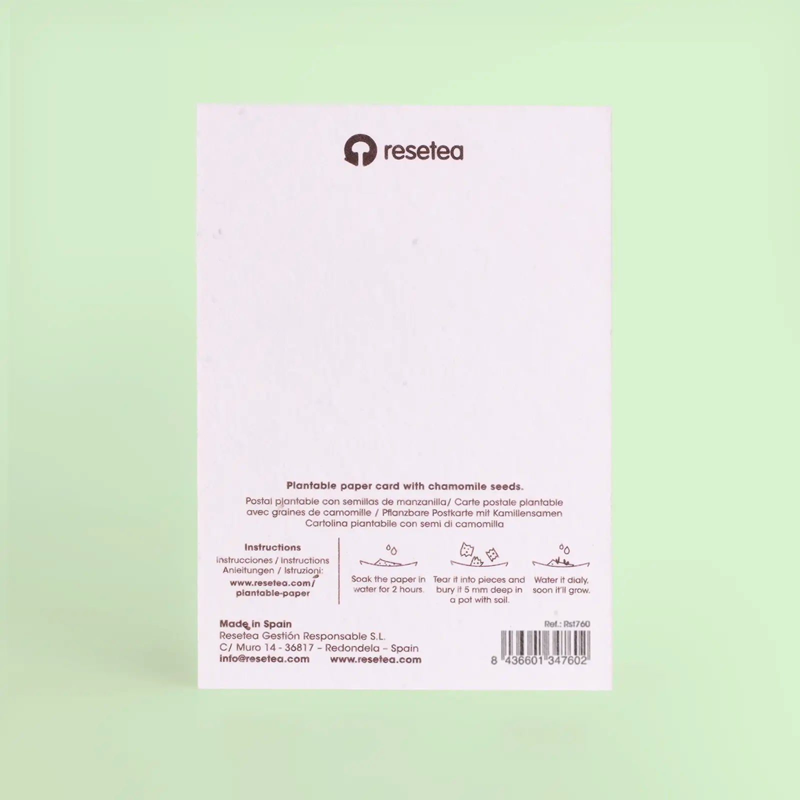 Postal Plantable Camping Semillas de Manzanilla | Papel de Algodón Reciclado | Regalo Original - Resetea_1