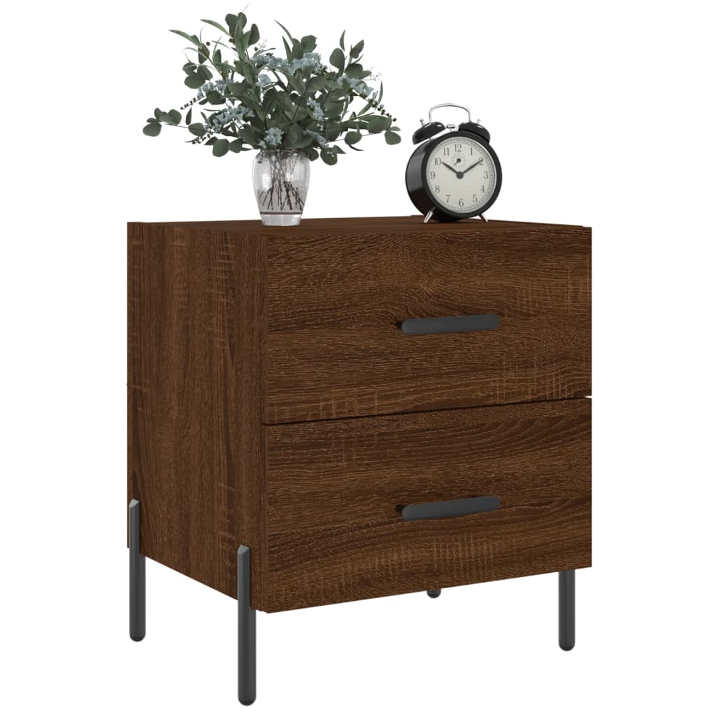 Mesita Noche 2 Uds Madera Ingeniería Marrón Roble 40x35x47,5 Cm_1