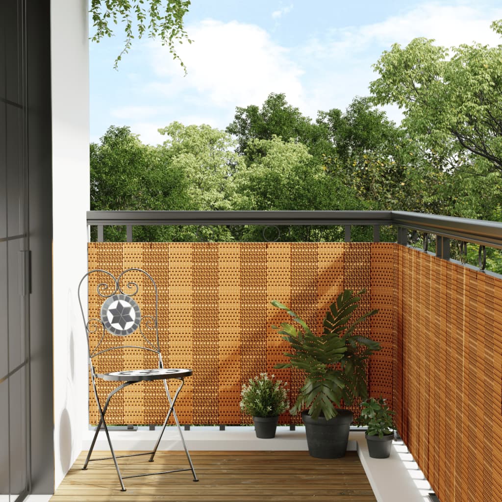 Toldo Para Balcón Ratán Sintético Marrón Claro 500x100 Cm / Vetonek_3